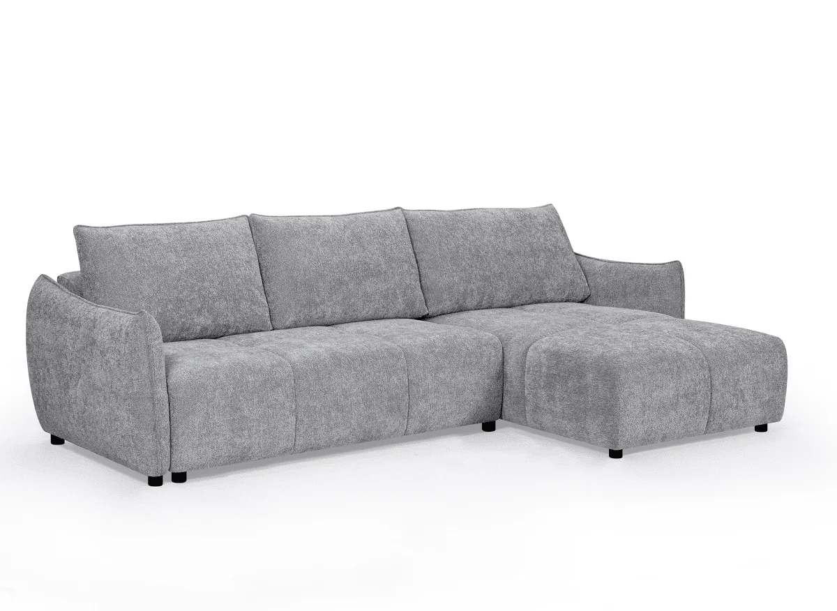 Canapé d'angle convertible et réversible en velours chiné gris MYSA - Image 3
