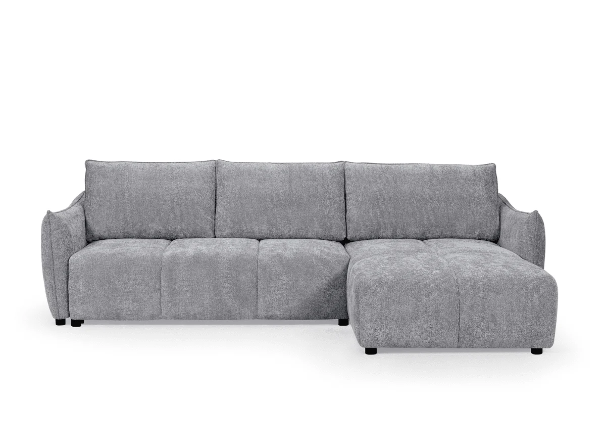 Canapé d'angle convertible et réversible en velours chiné gris MYSA - Image 4