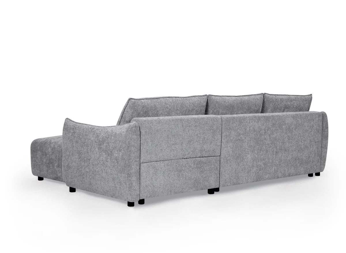 Canapé d'angle convertible et réversible en velours chiné gris MYSA - Image 5