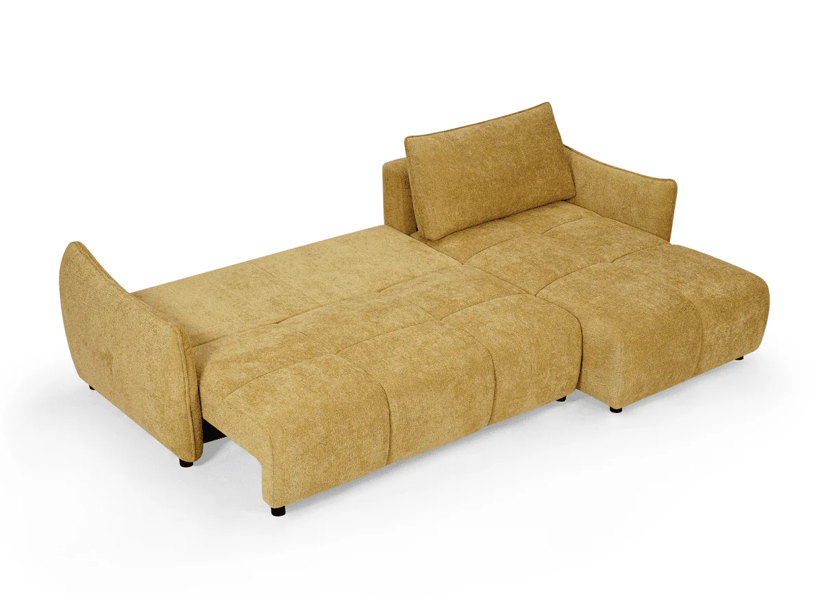 Canapé d'angle convertible et réversible en velours chiné jaune MYSA - Image 2