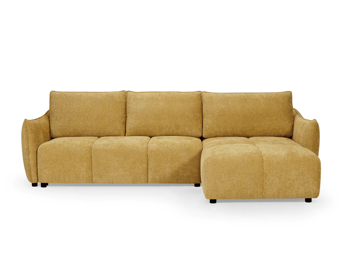 Canapé d'angle convertible et réversible en velours chiné jaune MYSA - Image 4