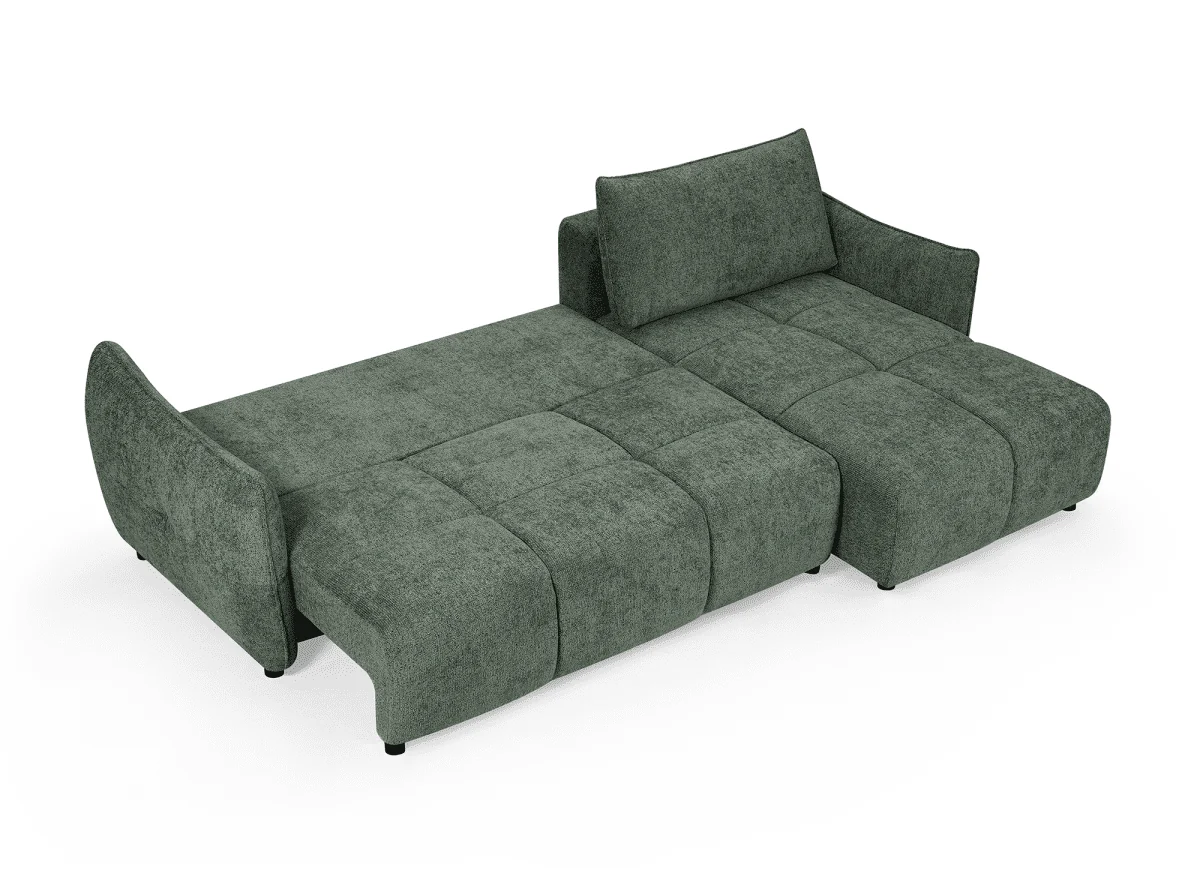 Canapé d'angle convertible et réversible en velours chiné vert olive  MYSA - Image 2