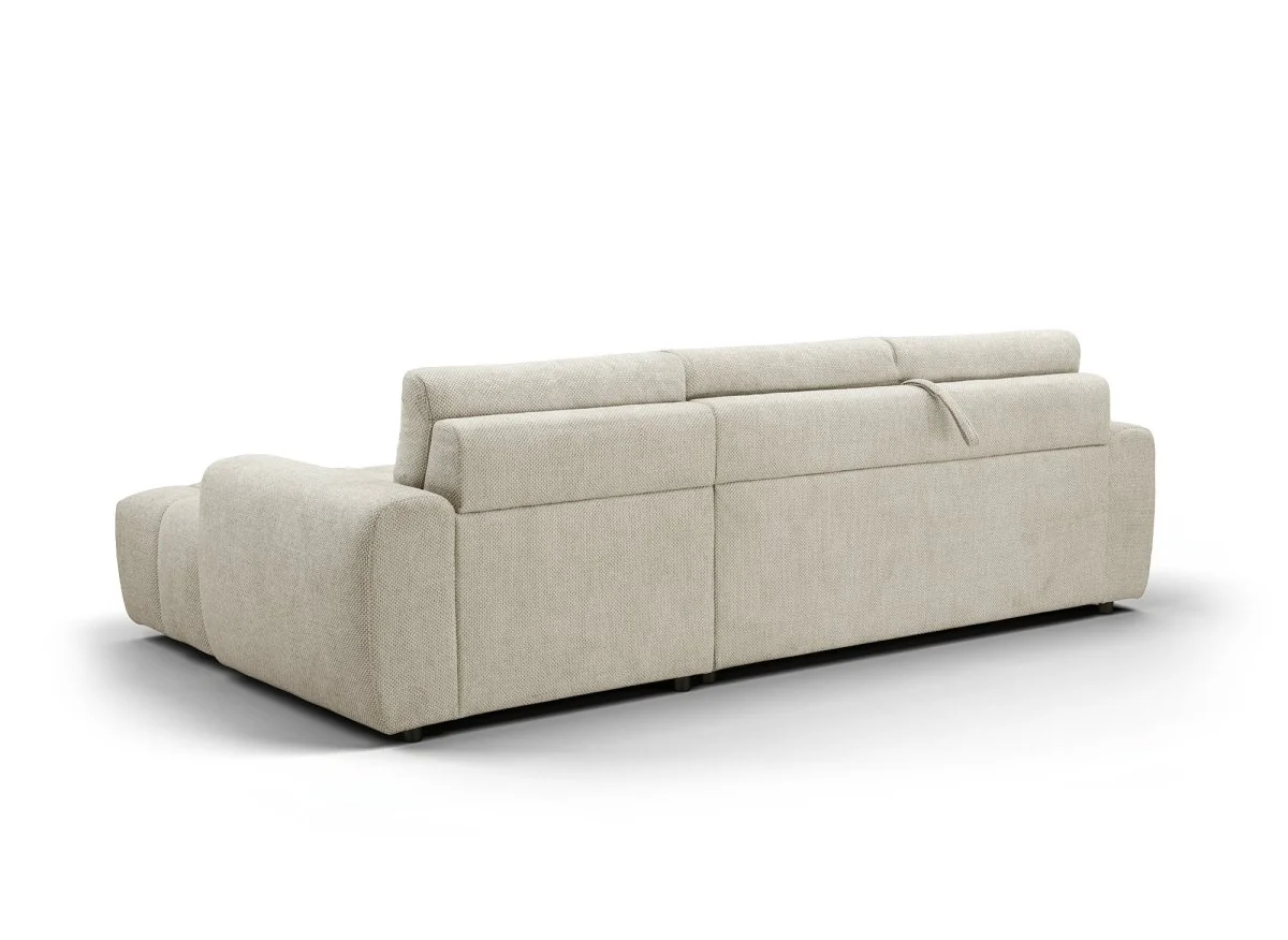 Canapé d'angle convertible ouverture express en tissu beige AGATHE - Angle droit - Image 7