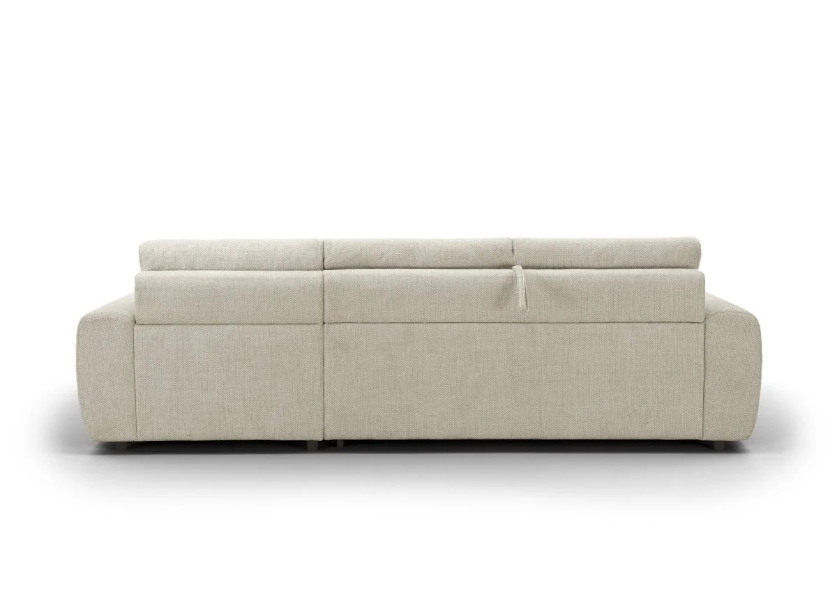 Canapé d'angle convertible ouverture express en tissu beige AGATHE - Angle droit - Image 8