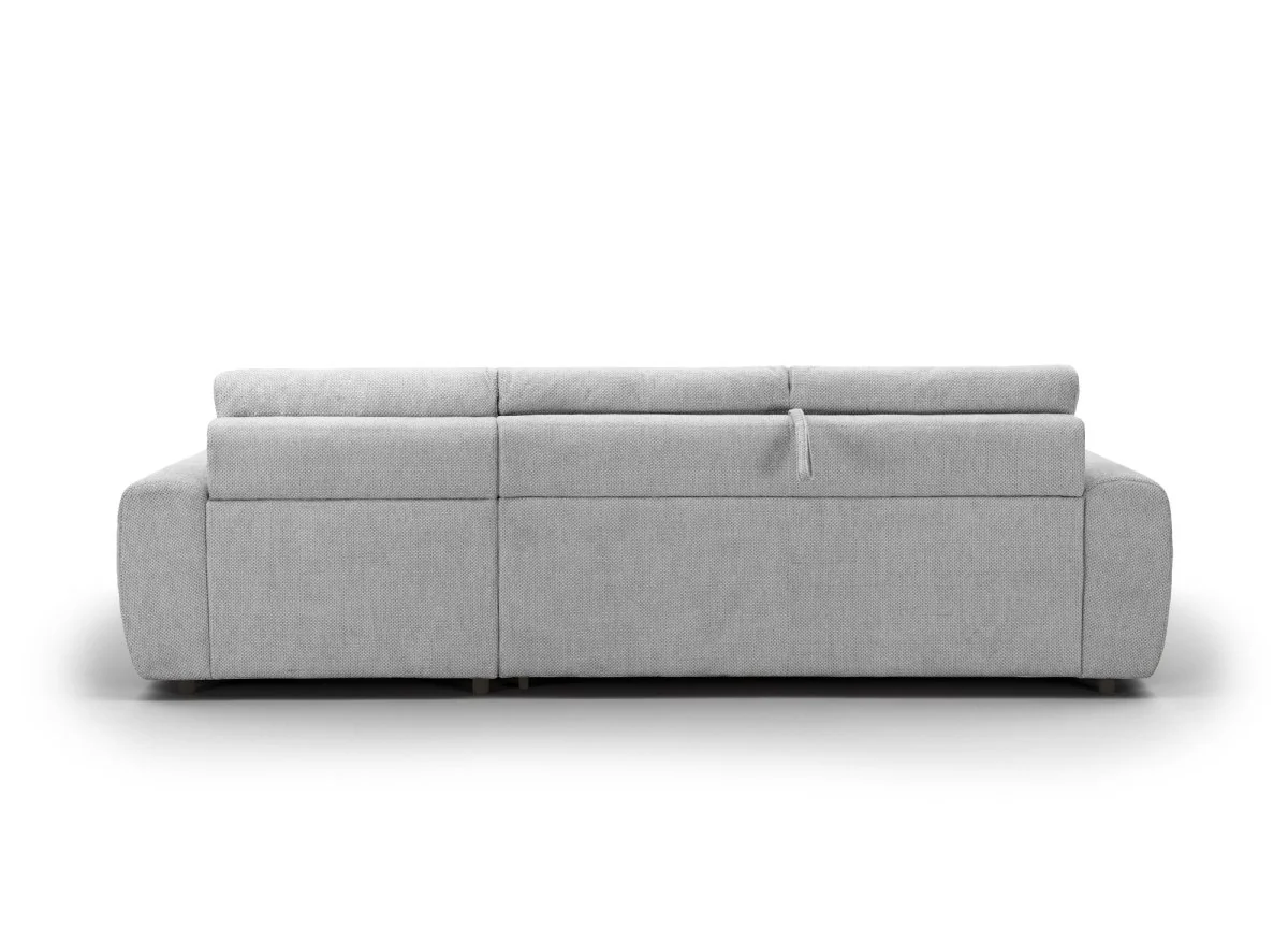 Canapé d'angle convertible ouverture express en tissu gris AGATHE - Angle droit - Image 8