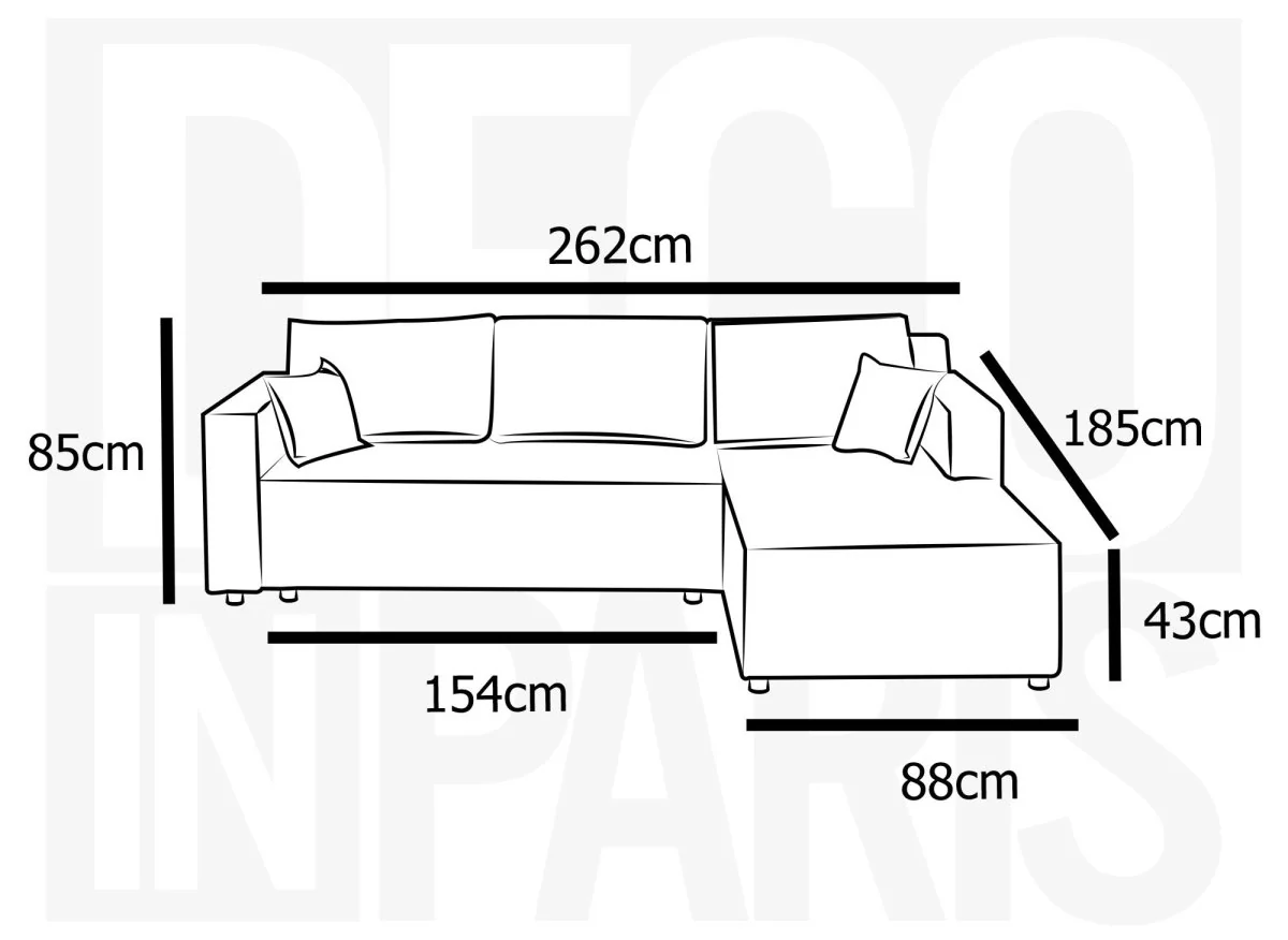 Canapé d'angle convertible réversible avec coffre en velours côtelé gris SYNA - Image 11