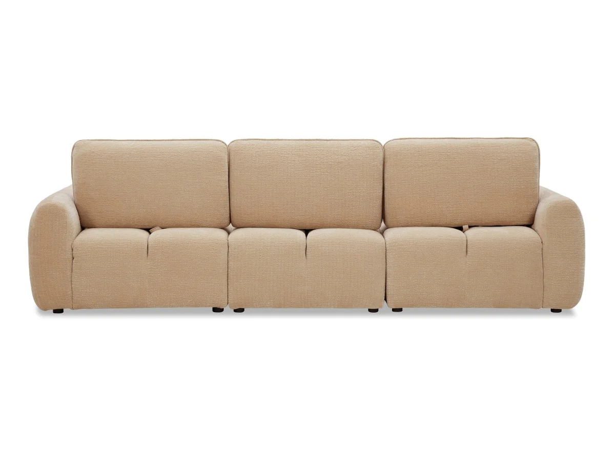 Canapé d'angle en velours tissé beige avec dossier réglable ADONIS - Angle droit - Image 7