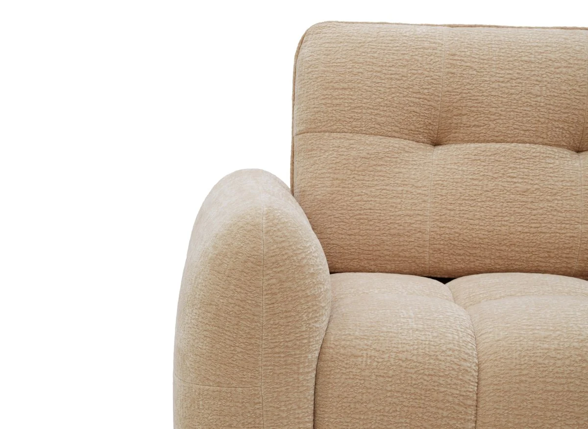 Canapé d'angle en velours tissé beige avec dossier réglable ADONIS - Angle droit - Image 9