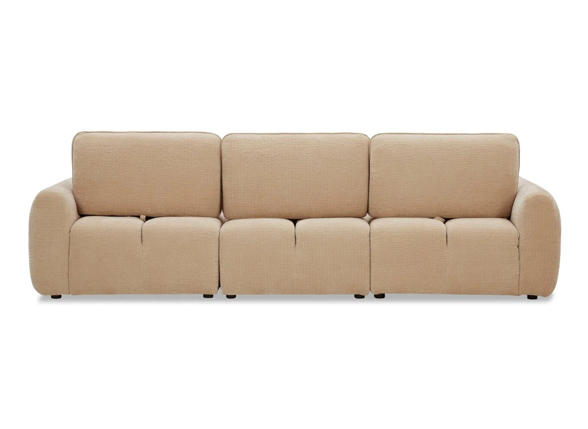 Canapé d'angle en velours tissé beige avec dossier réglable ADONIS - Angle gauche - Image 7
