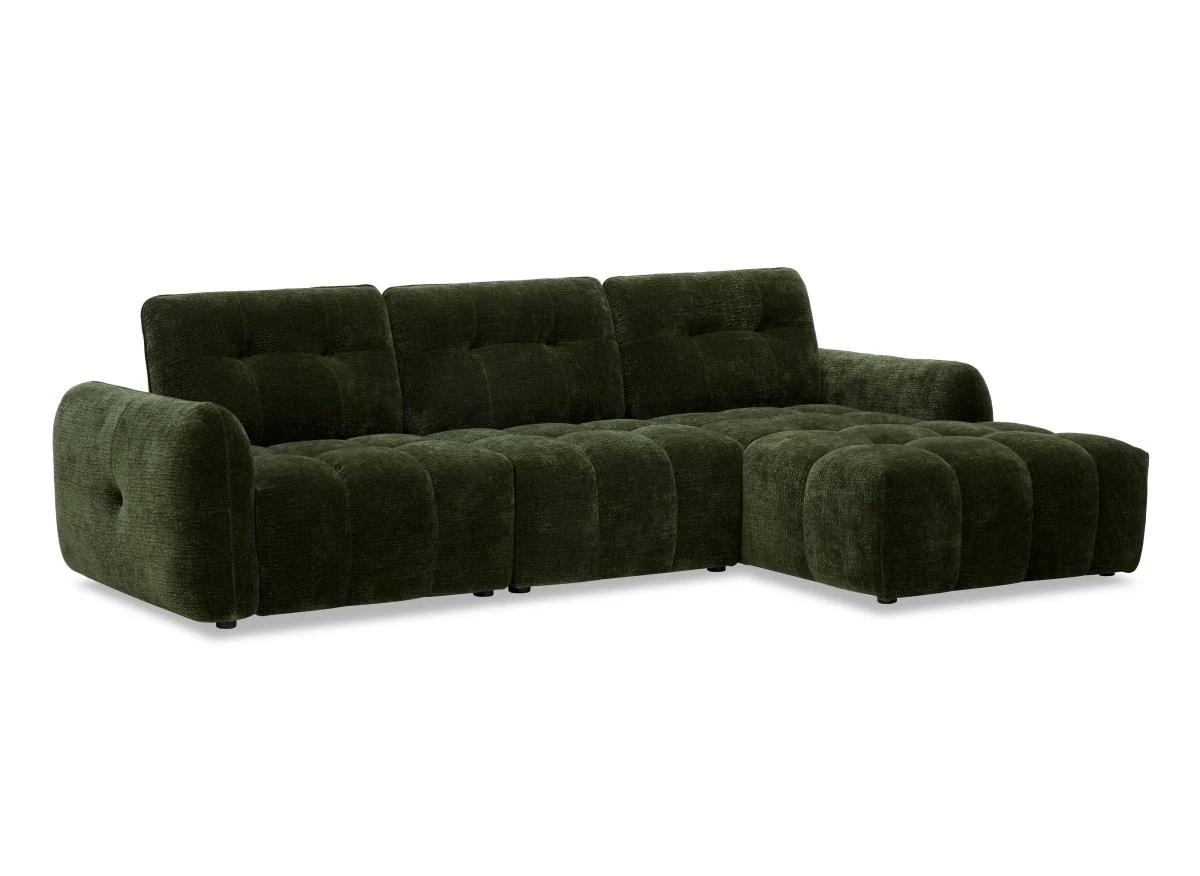 Canapé d'angle en velours tissé vert olive avec dossier réglable ADONIS - Angle droit - Image 3
