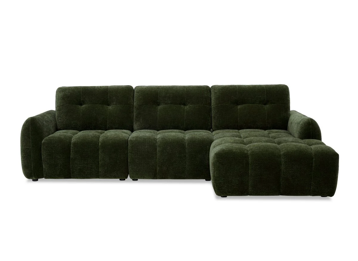 Canapé d'angle en velours tissé vert olive avec dossier réglable ADONIS - Angle droit - Image 5
