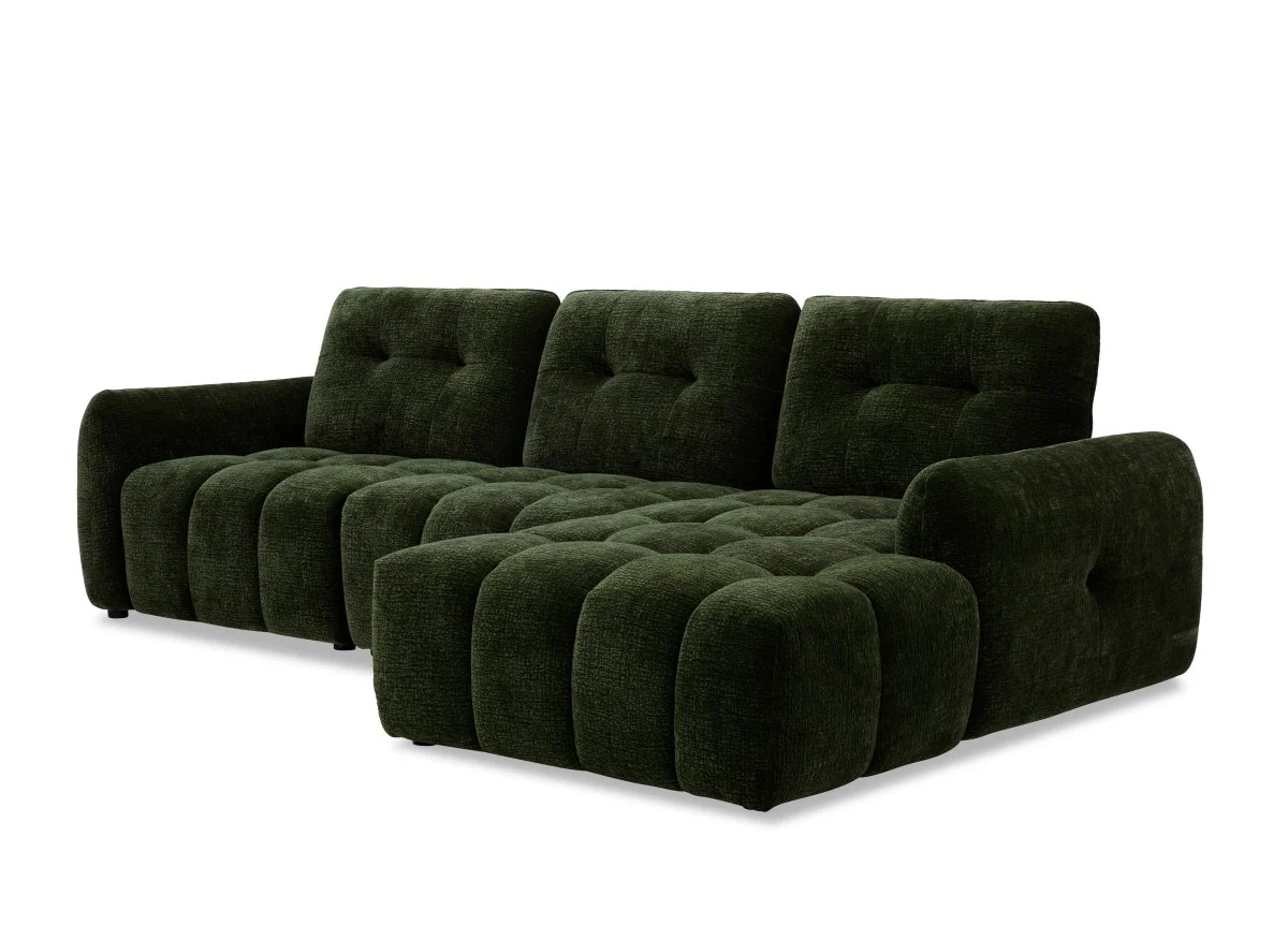 Canapé d'angle en velours tissé vert olive avec dossier réglable ADONIS - Angle droit - Image 6