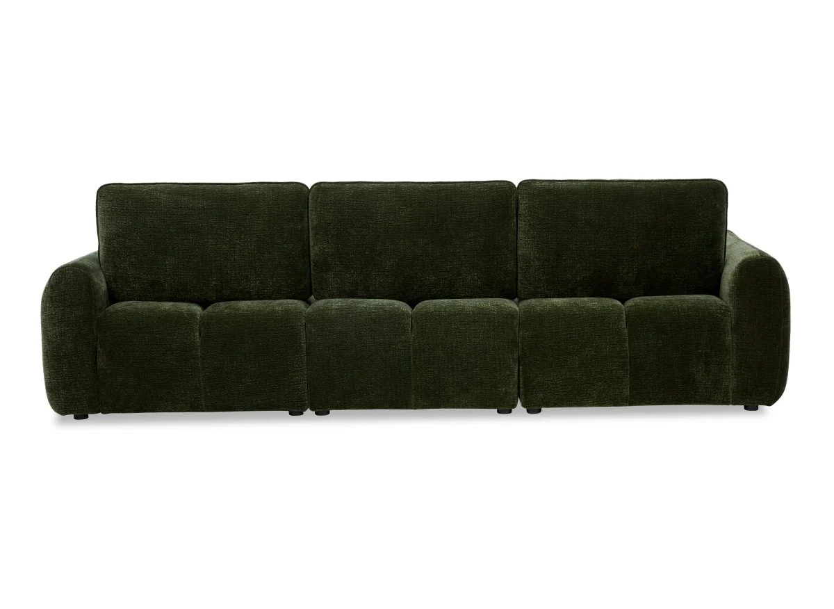 Canapé d'angle en velours tissé vert olive avec dossier réglable ADONIS - Angle droit - Image 7