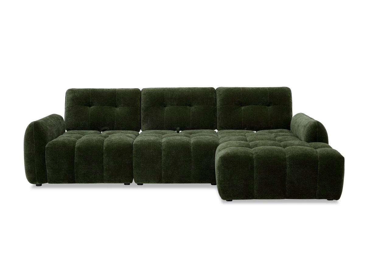 Canapé d'angle en velours tissé vert olive avec dossier réglable ADONIS - Angle droit - Image 8