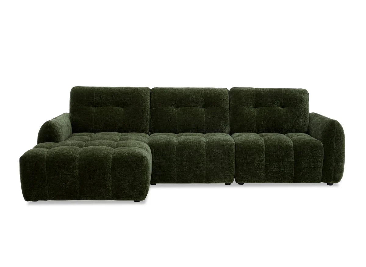 Canapé d'angle en velours tissé vert olive avec dossier réglable ADONIS - Angle gauche - Image 4