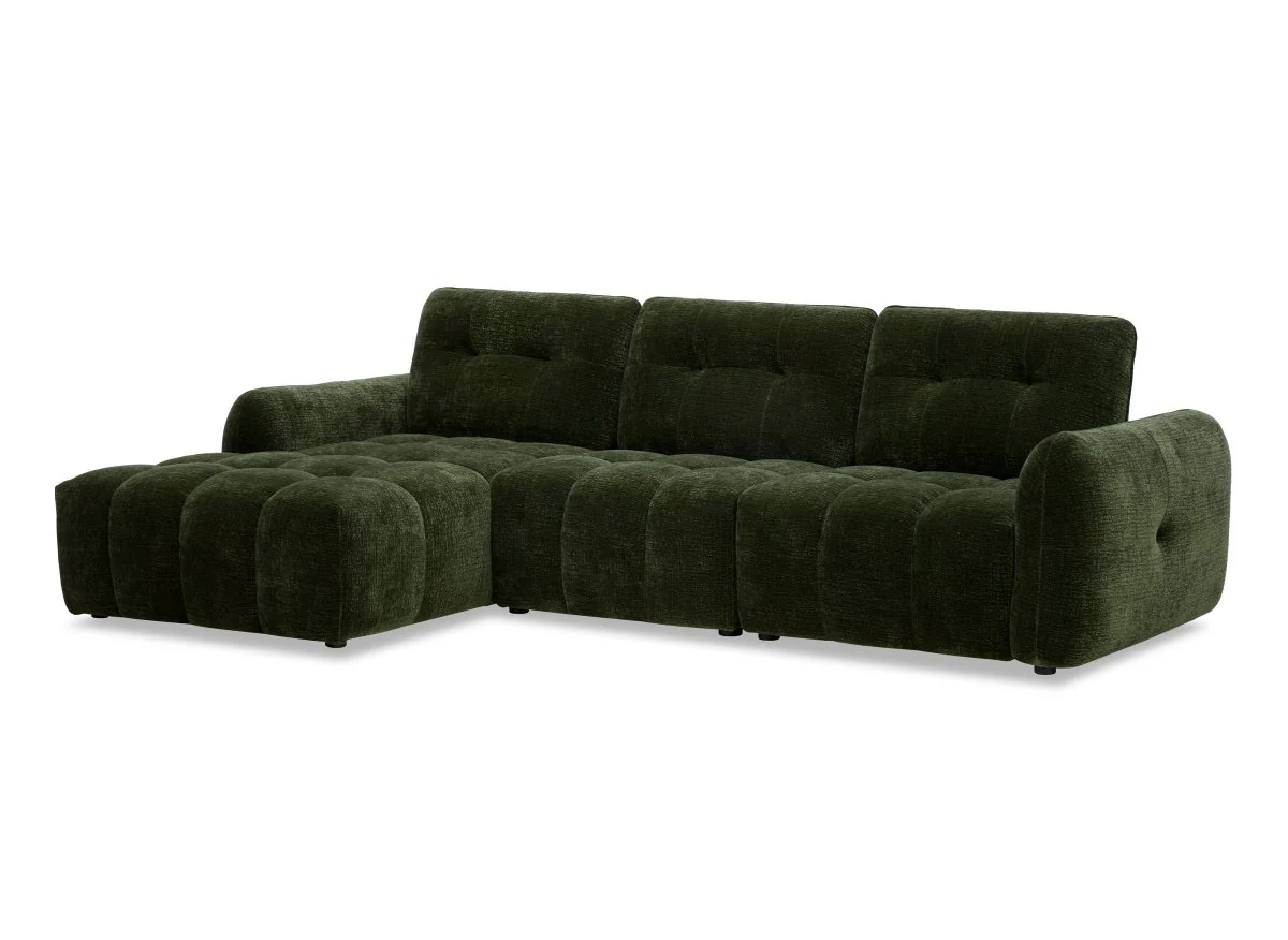 Canapé d'angle en velours tissé vert olive avec dossier réglable ADONIS - Angle gauche - Image 5