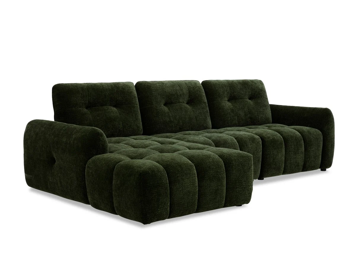 Canapé d'angle en velours tissé vert olive avec dossier réglable ADONIS - Angle gauche - Image 6