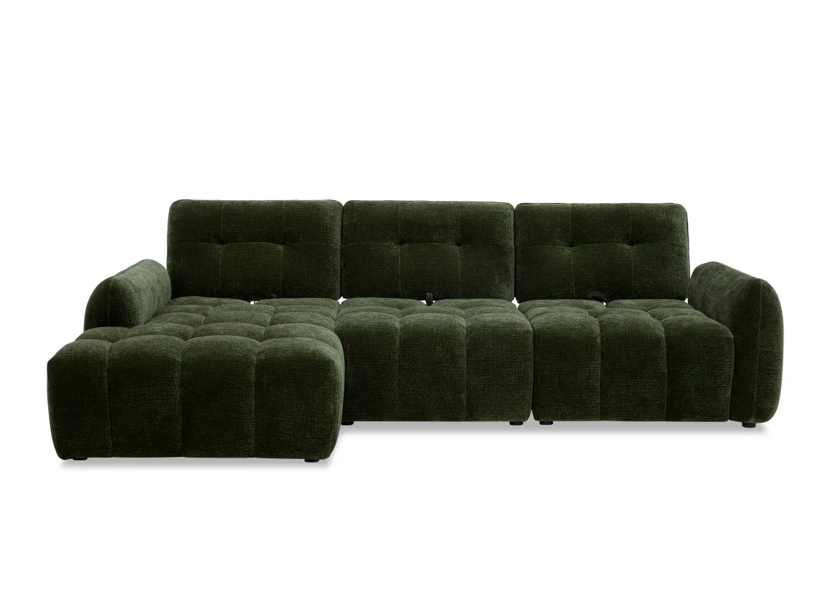 Canapé d'angle en velours tissé vert olive avec dossier réglable ADONIS - Angle gauche - Image 8