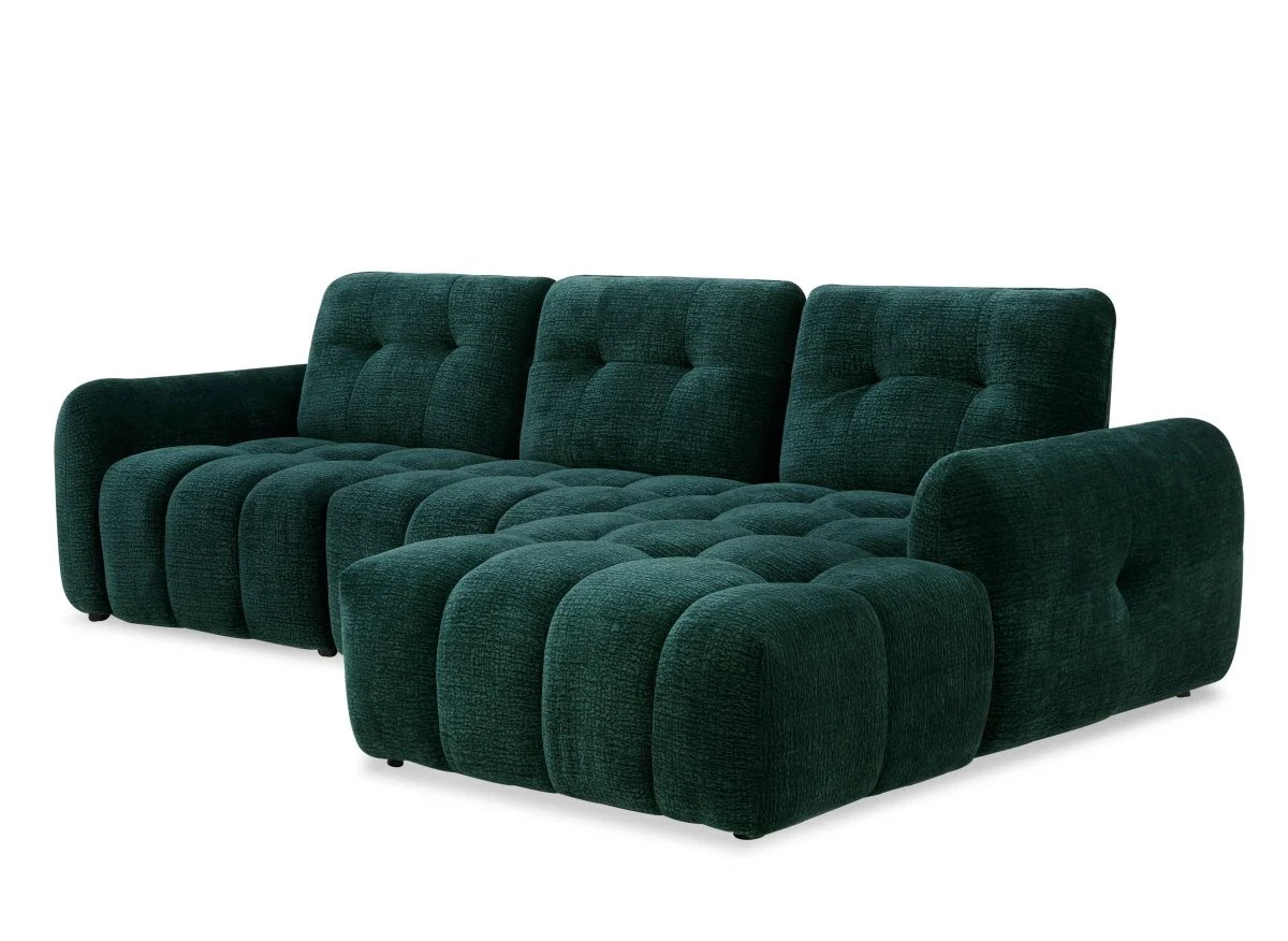 Canapé d'angle en velours tissé vert sapin avec dossier réglable ADONIS - Angle droit - Image 6