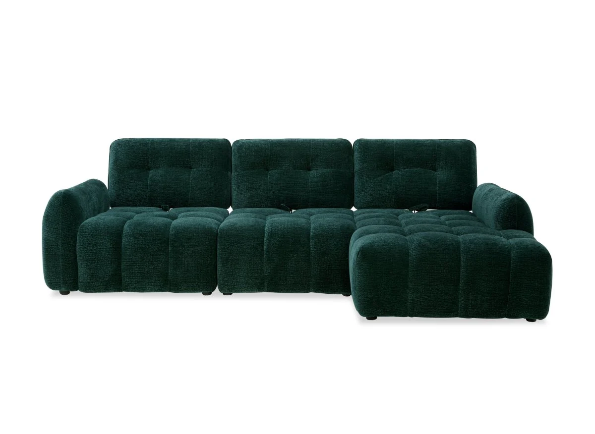 Canapé d'angle en velours tissé vert sapin avec dossier réglable ADONIS - Angle droit - Image 8