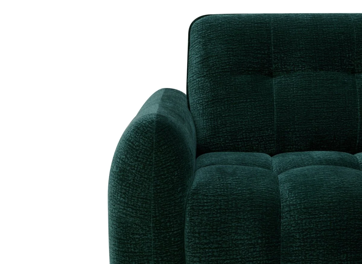 Canapé d'angle en velours tissé vert sapin avec dossier réglable ADONIS - Angle droit - Image 9