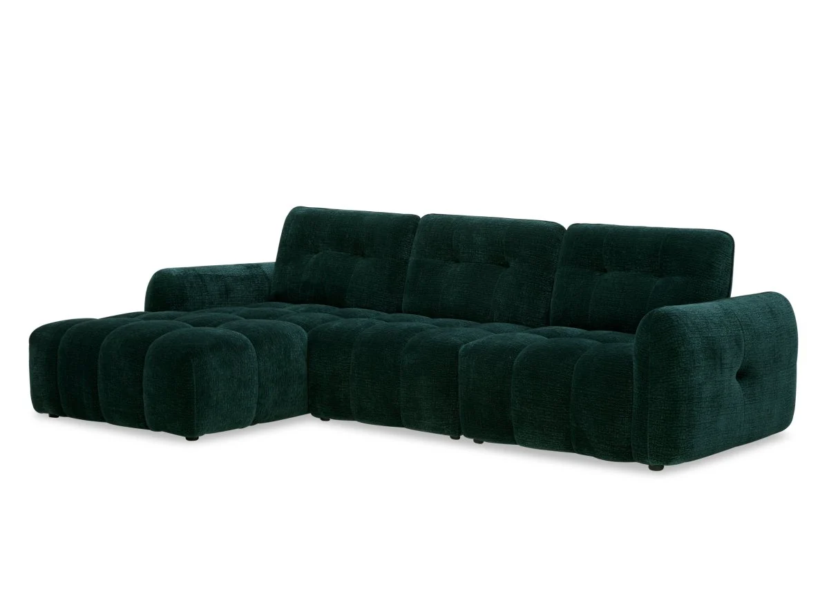 Canapé d'angle en velours tissé vert sapin avec dossier réglable ADONIS - Angle gauche - Image 3