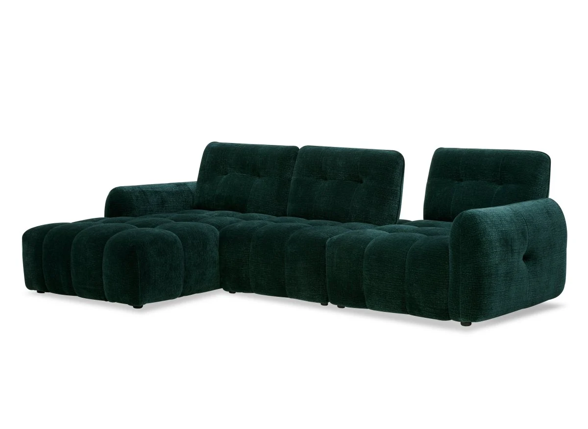 Canapé d'angle en velours tissé vert sapin avec dossier réglable ADONIS - Angle gauche - Image 4