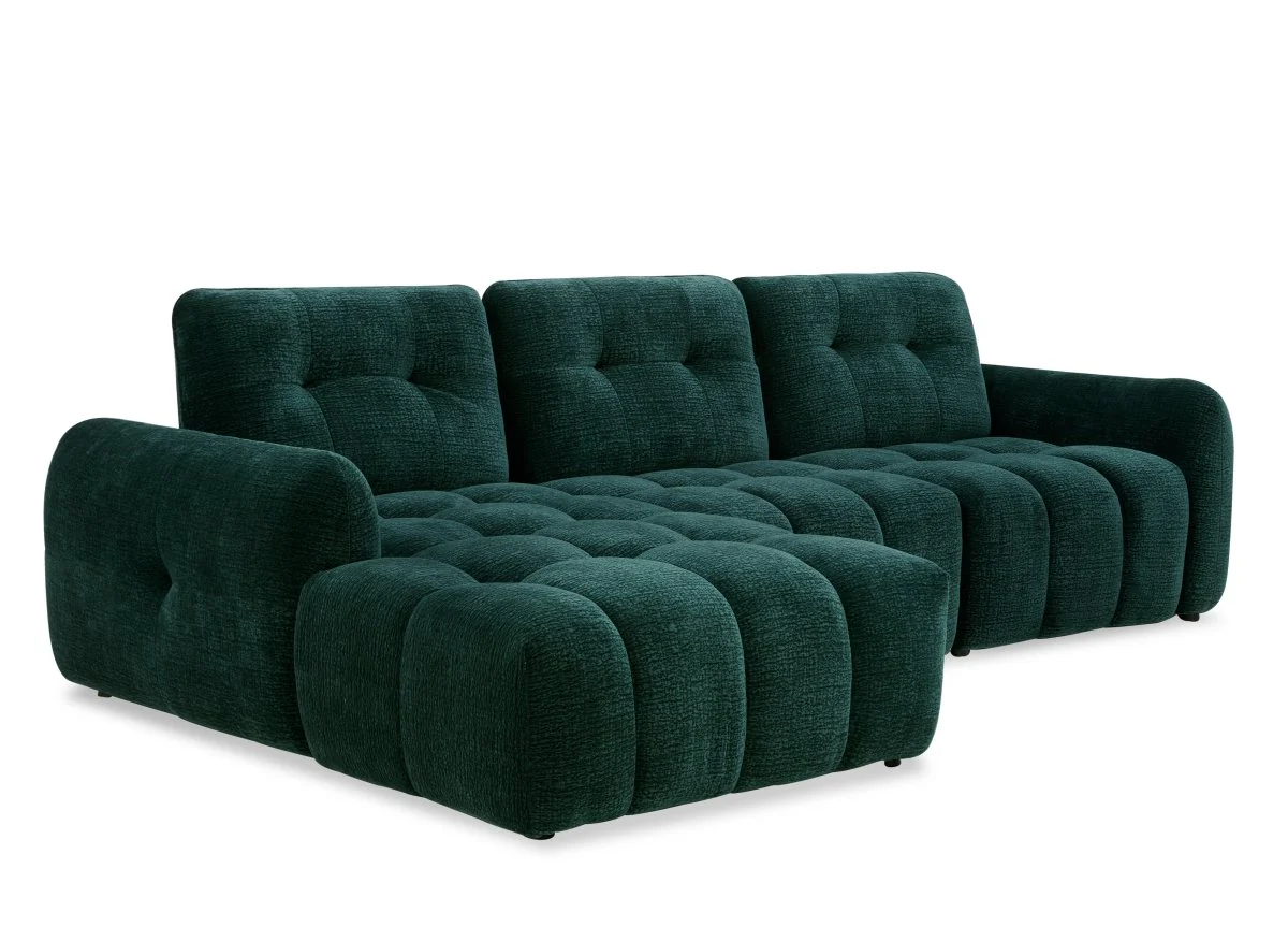 Canapé d'angle en velours tissé vert sapin avec dossier réglable ADONIS - Angle gauche - Image 6