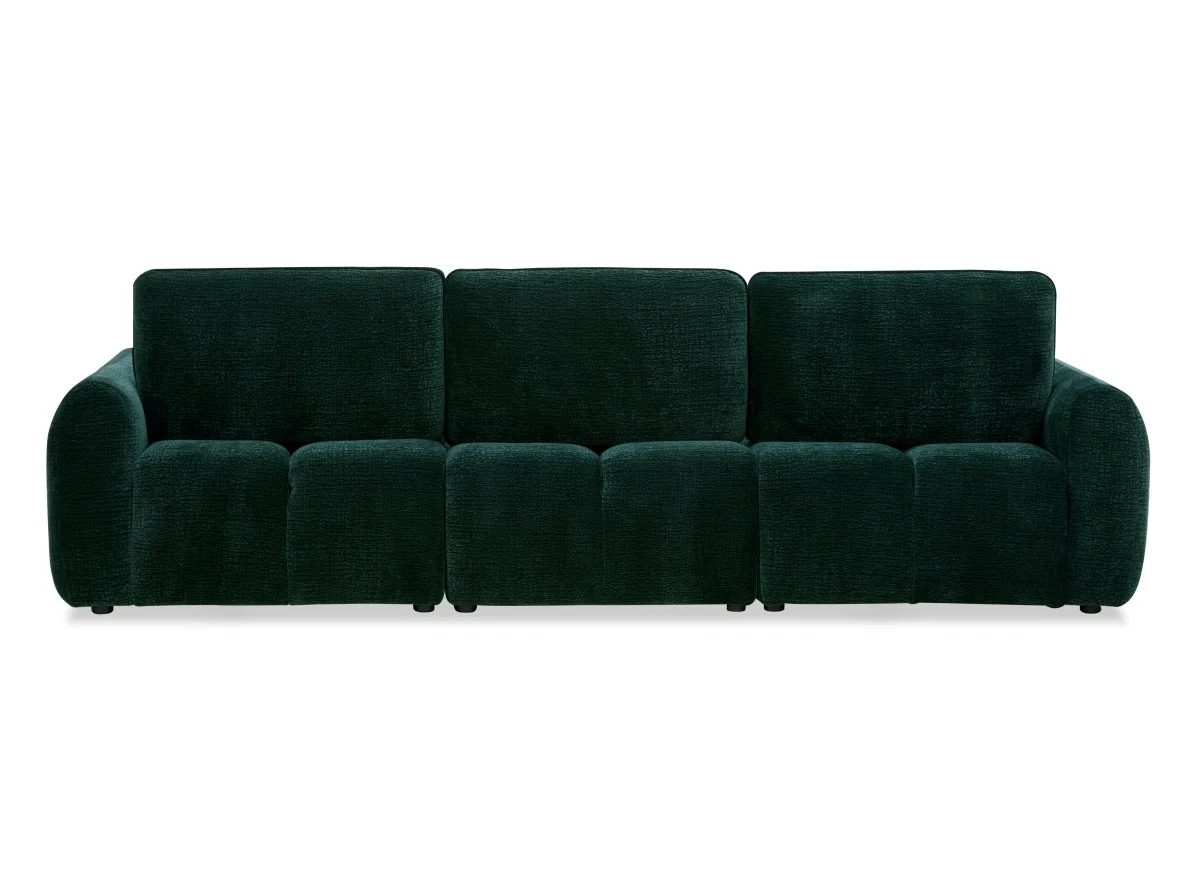 Canapé d'angle en velours tissé vert sapin avec dossier réglable ADONIS - Angle gauche - Image 7