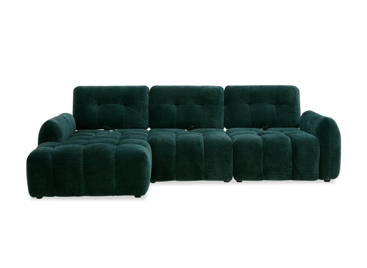 Canapé d'angle en velours tissé vert sapin avec dossier réglable ADONIS - Angle gauche - Image 8