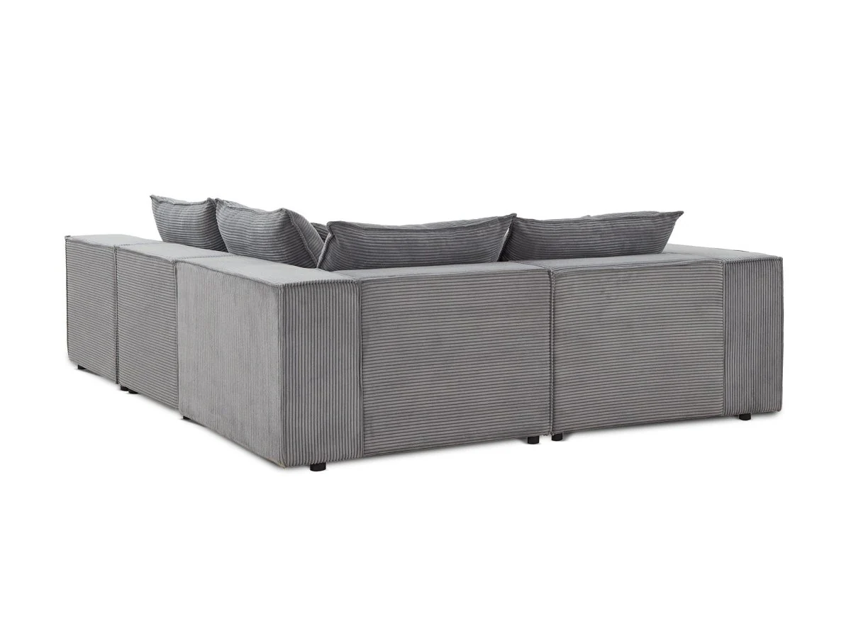 Canapé d'angle modulable avec 1 pouf en velours côtelé épais gris HARLEM XL - Image 11