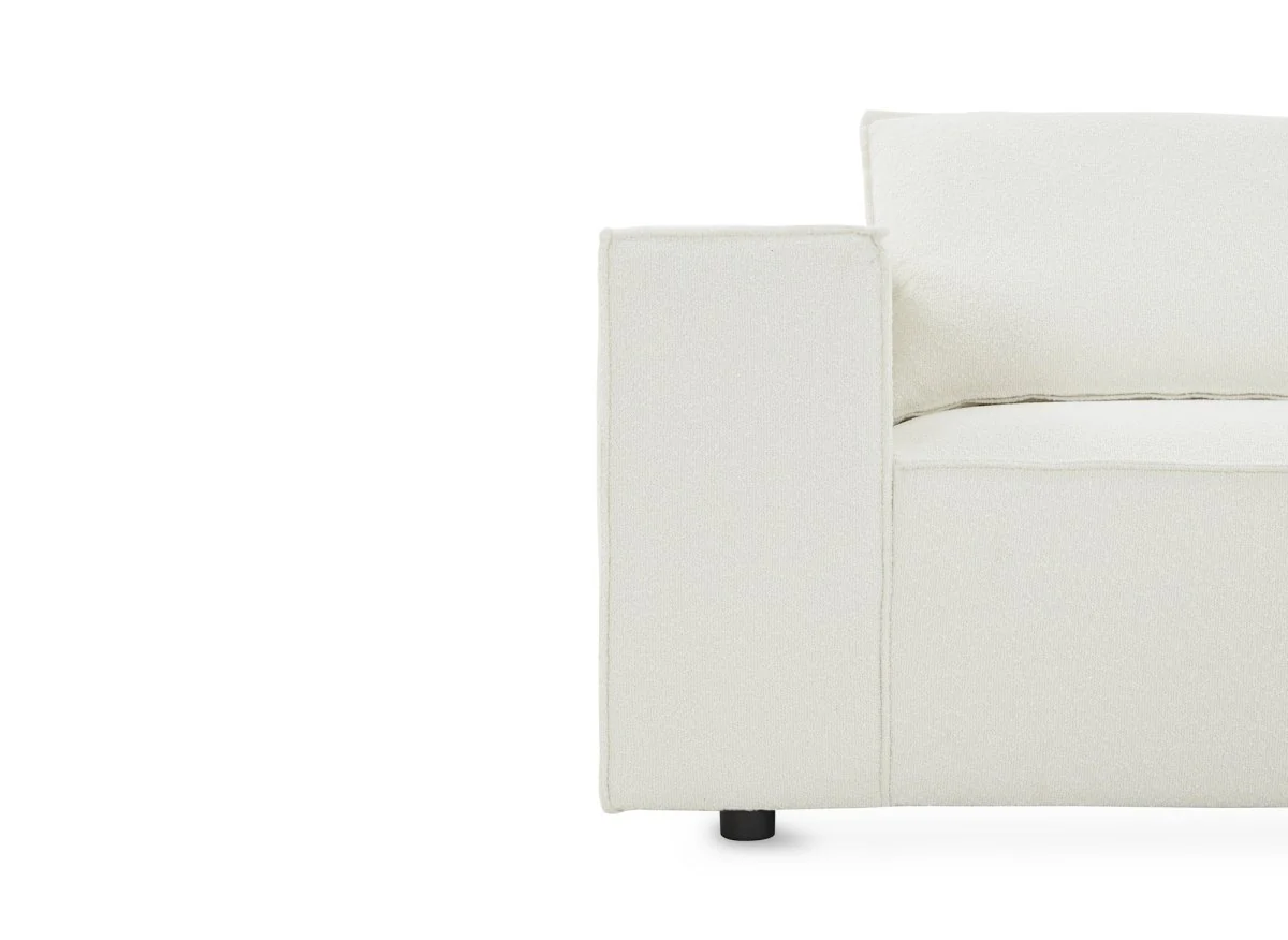 Canapé d'angle modulable en tissu effet peau de mouton blanc écru HARLEM - Image 8