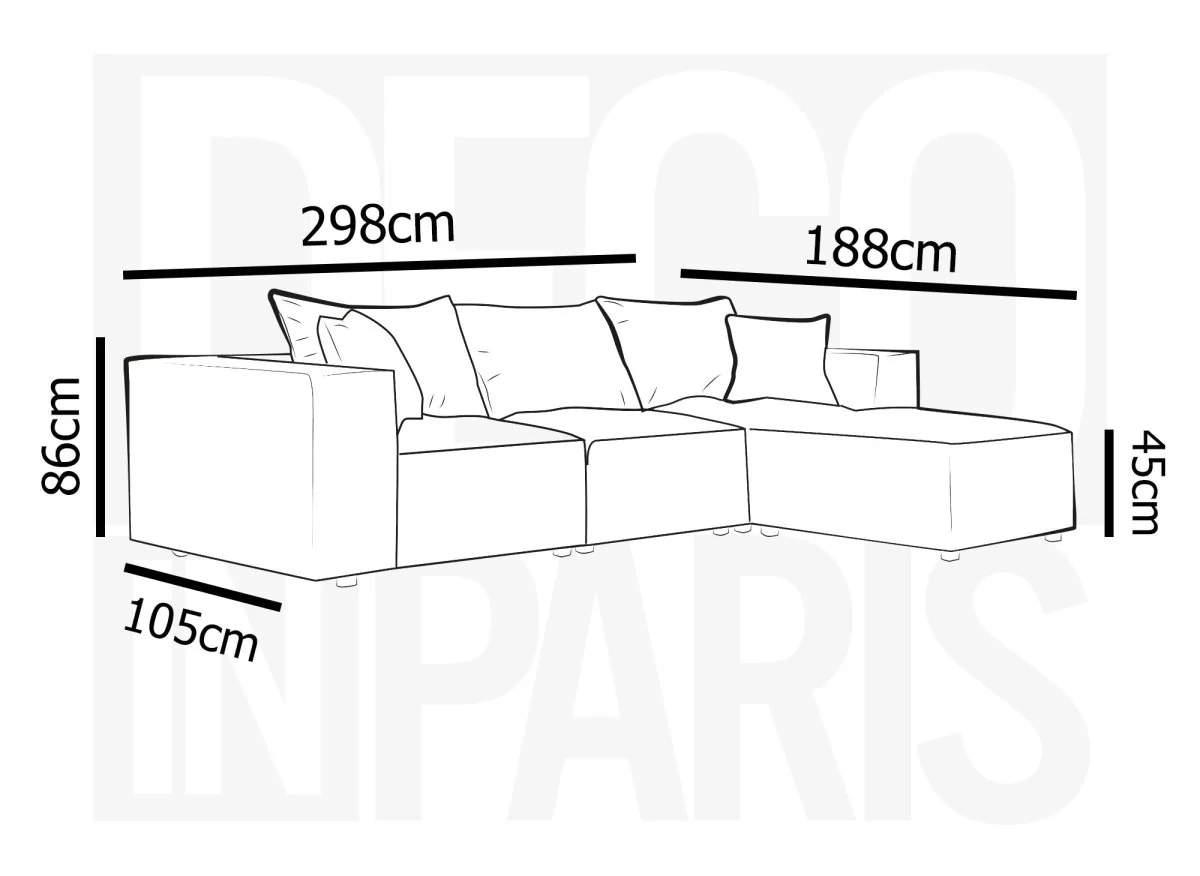 Canapé d'angle modulable en velours côtelé épais beige HARLEM - Image 11