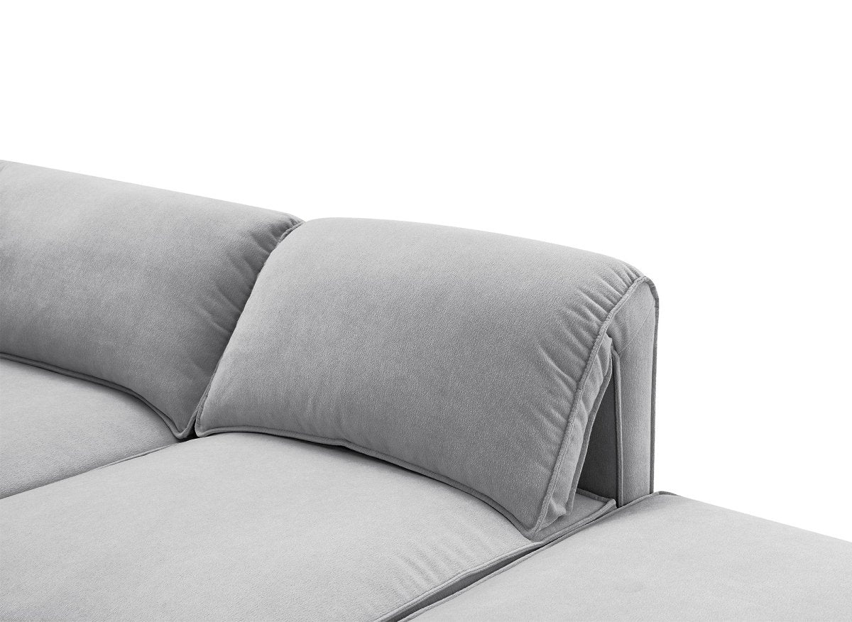 Canapé d'angle modulable en velours gris HARINA - Image 11