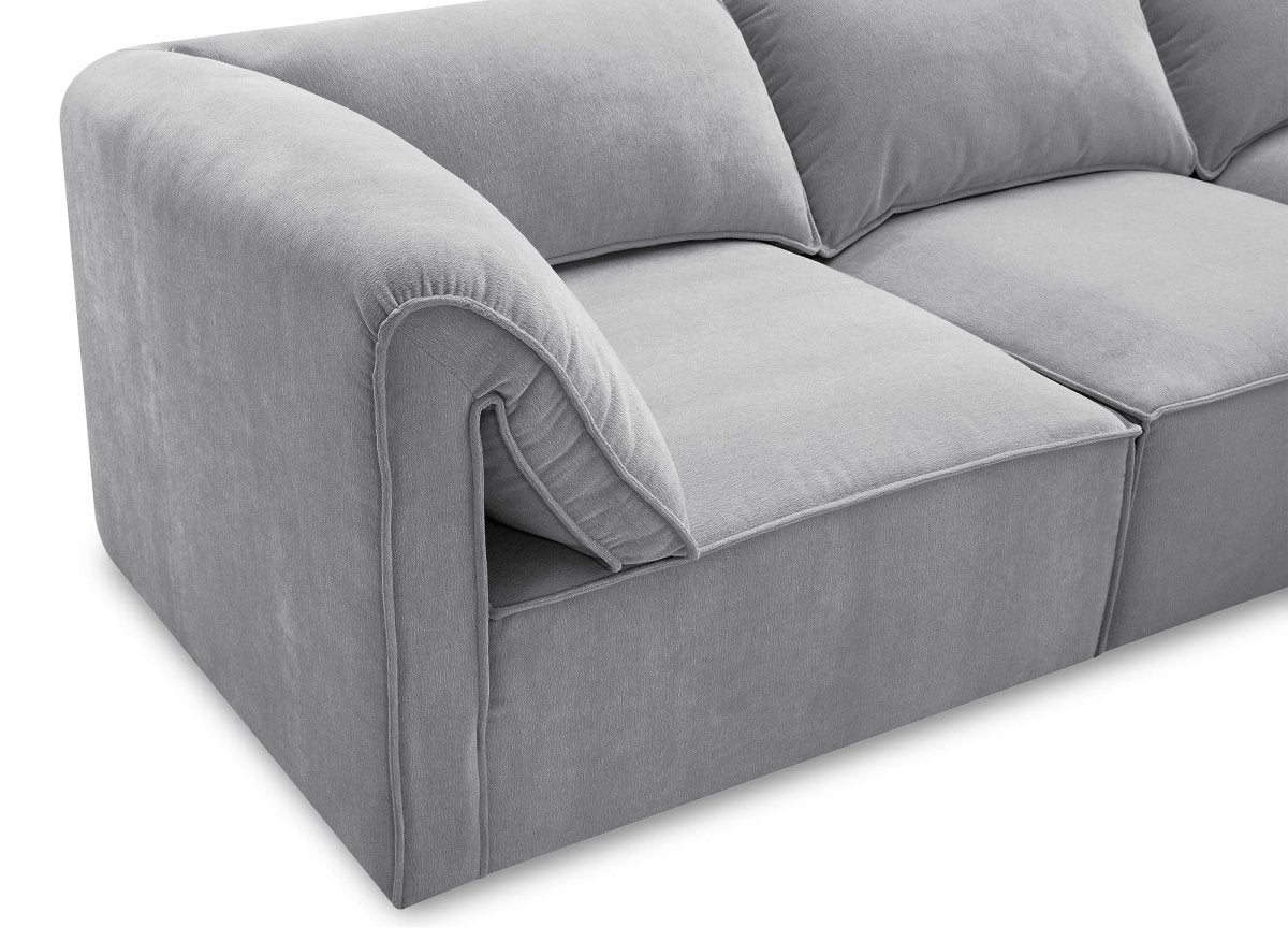 Canapé d'angle modulable en velours gris HARINA - Image 12