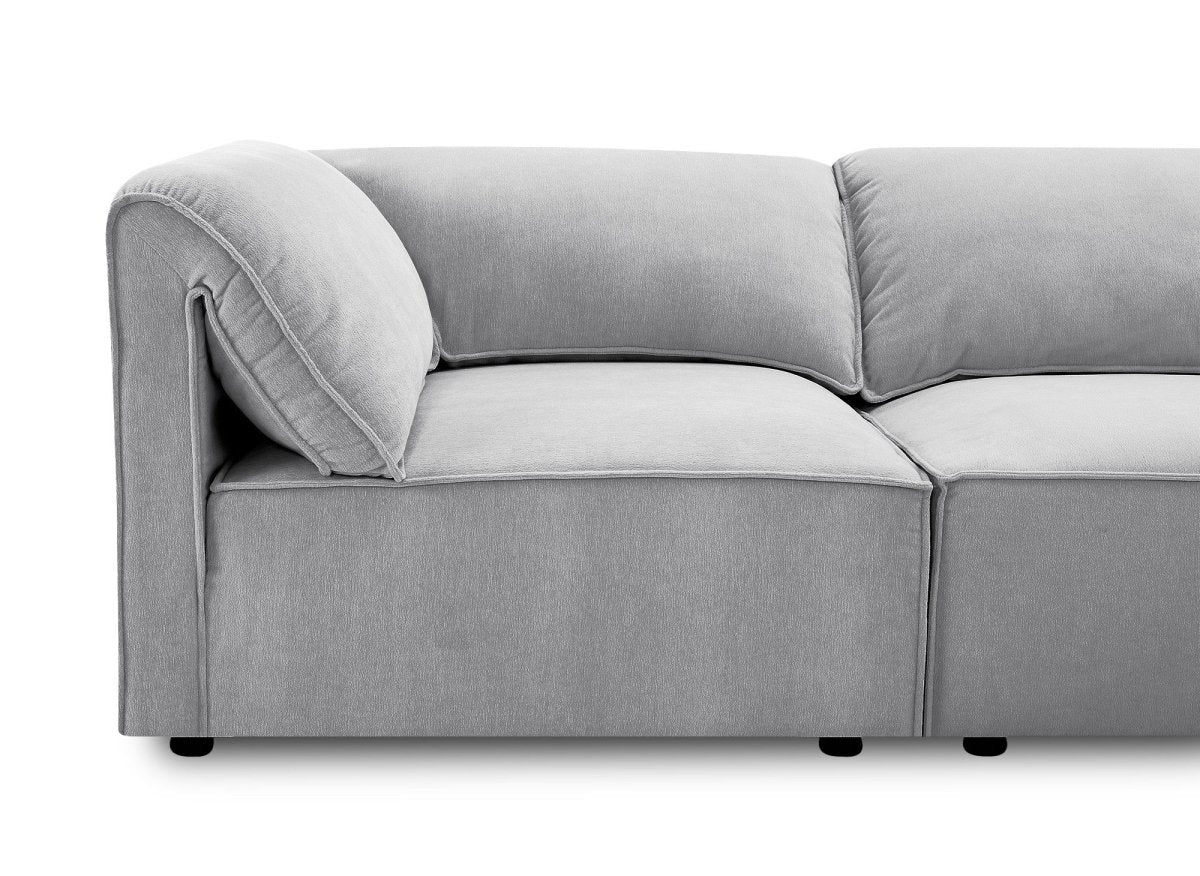 Canapé d'angle modulable en velours gris HARINA - Image 13