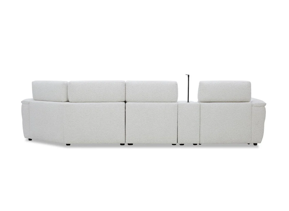 Canapé d'angle relax en tissu bouclette doux beige MARINA - Angle droit - Image 6
