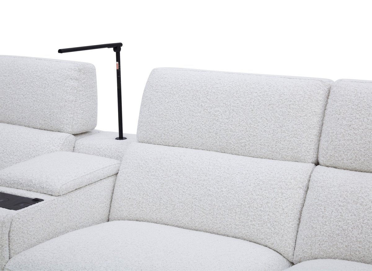 Canapé d'angle relax en tissu bouclette doux beige MARINA - Angle droit - Image 8
