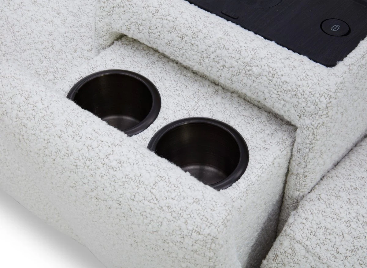 Canapé d'angle relax en tissu bouclette doux beige MARINA - Angle gauche - Image 12