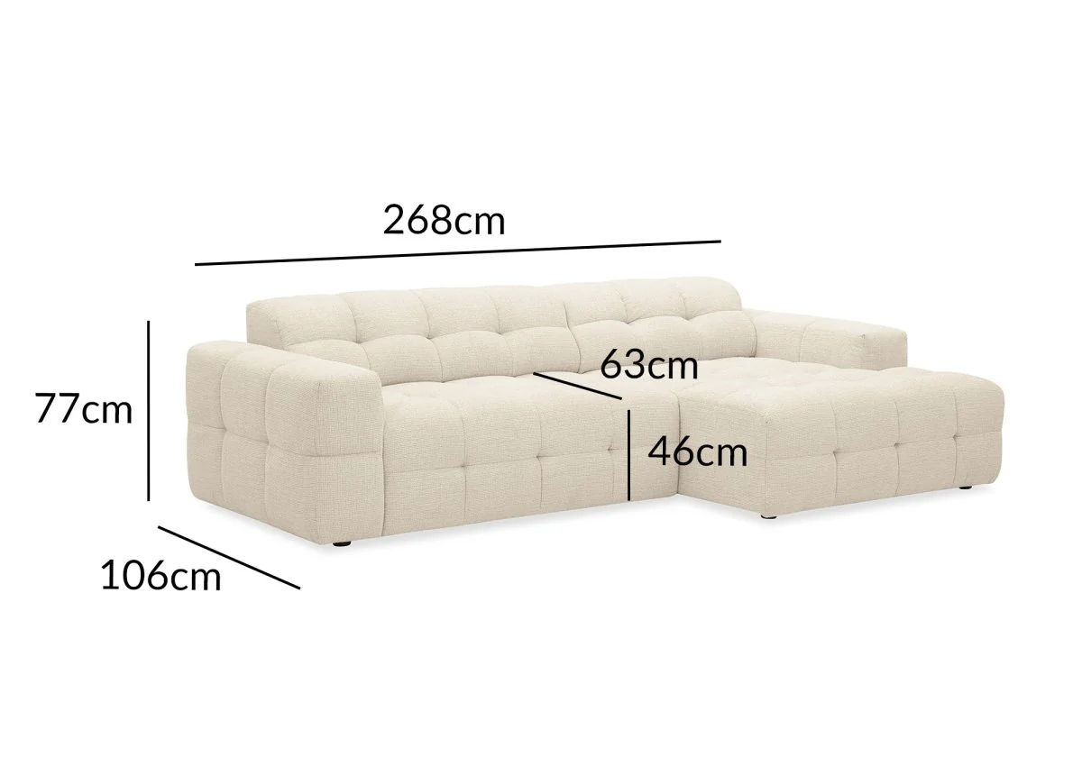Canapé d'angle relax en velours texturé beige FEDORA - Angle droit - Image 12