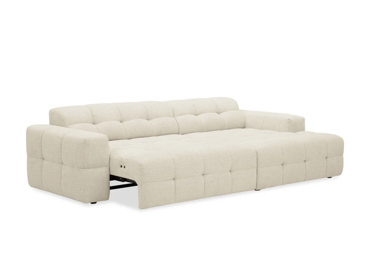 Canapé d'angle relax en velours texturé beige FEDORA - Angle droit - Image 3