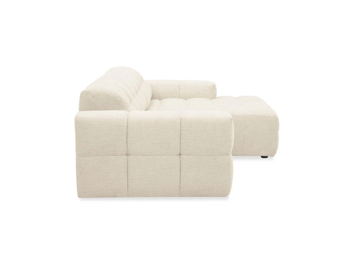 Canapé d'angle relax en velours texturé beige FEDORA - Angle droit - Image 6