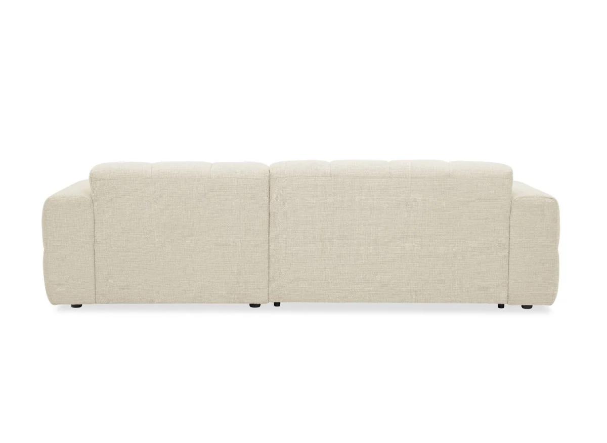 Canapé d'angle relax en velours texturé beige FEDORA - Angle droit - Image 8