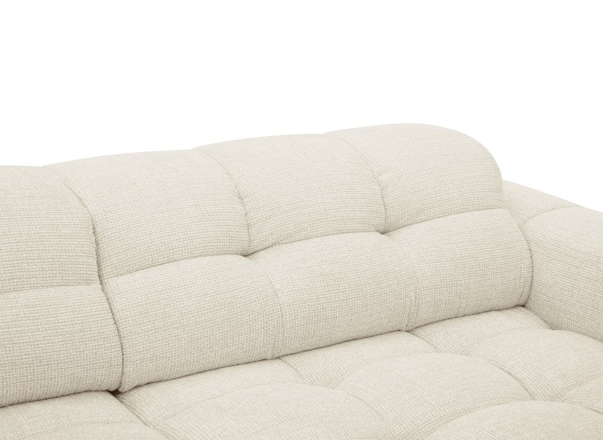 Canapé d'angle relax en velours texturé beige FEDORA - Angle droit - Image 9