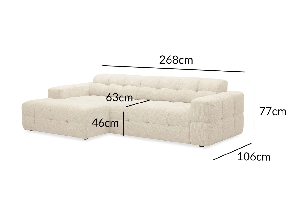 Canapé d'angle relax en velours texturé beige FEDORA - Angle gauche - Image 12