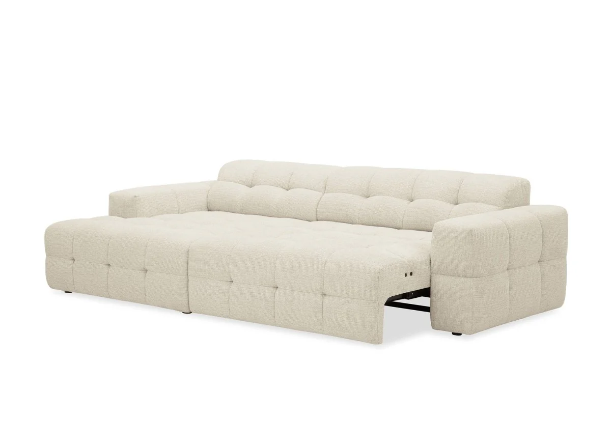 Canapé d'angle relax en velours texturé beige FEDORA - Angle gauche - Image 3