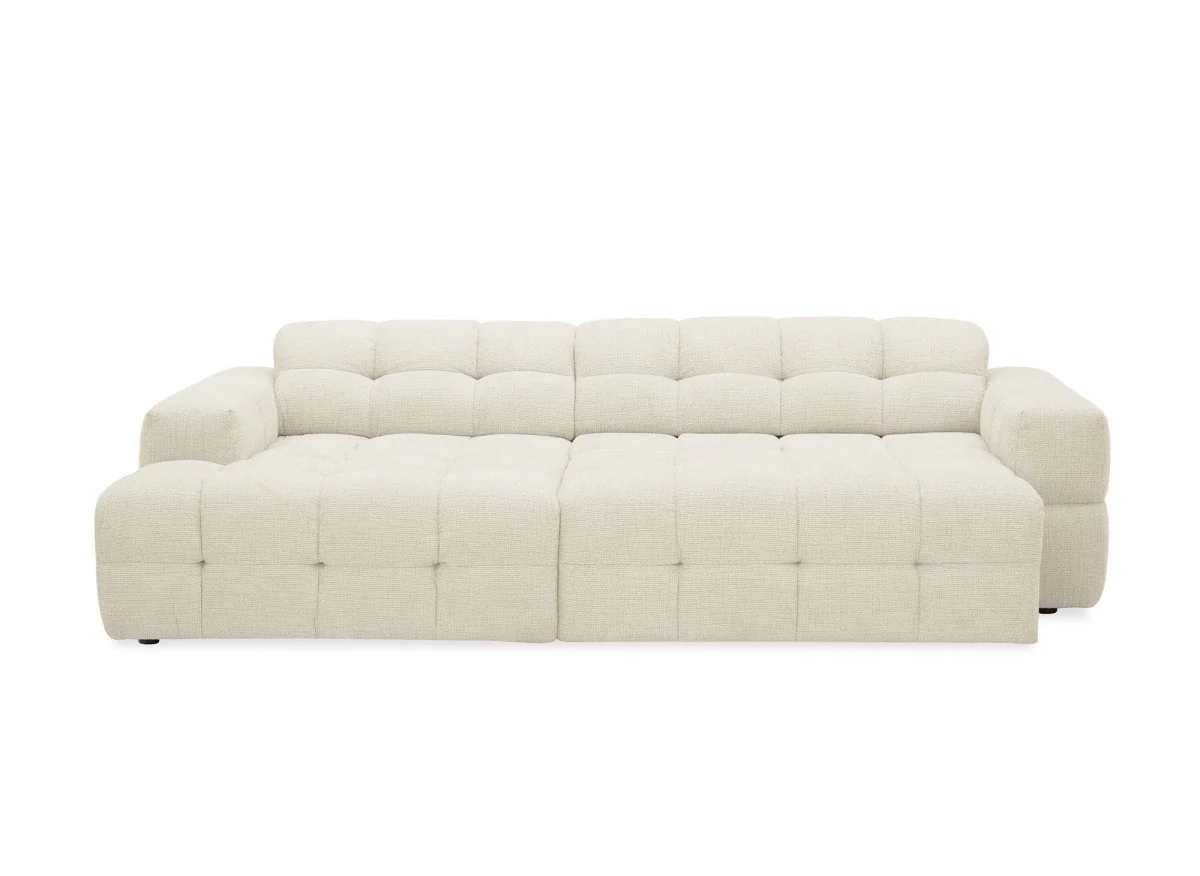 Canapé d'angle relax en velours texturé beige FEDORA - Angle gauche - Image 5
