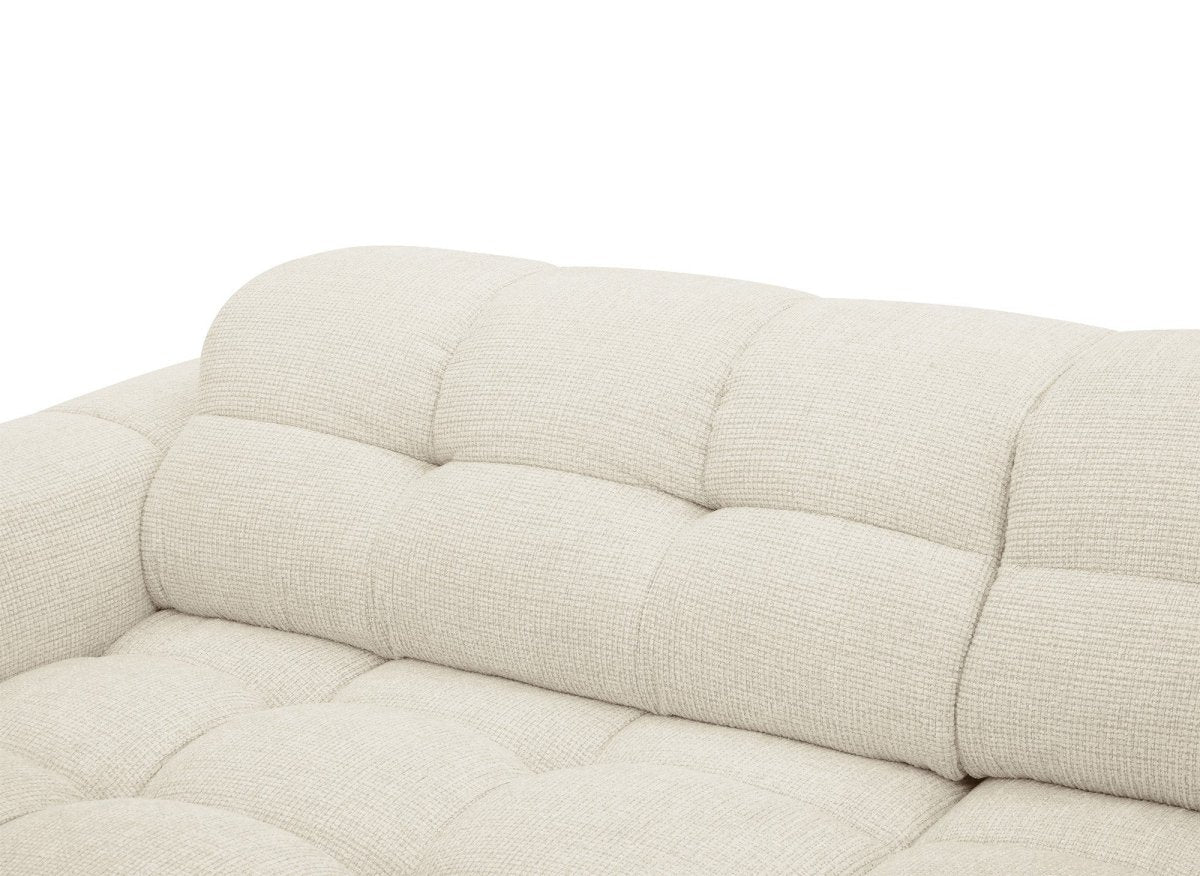 Canapé d'angle relax en velours texturé beige FEDORA - Angle gauche - Image 9