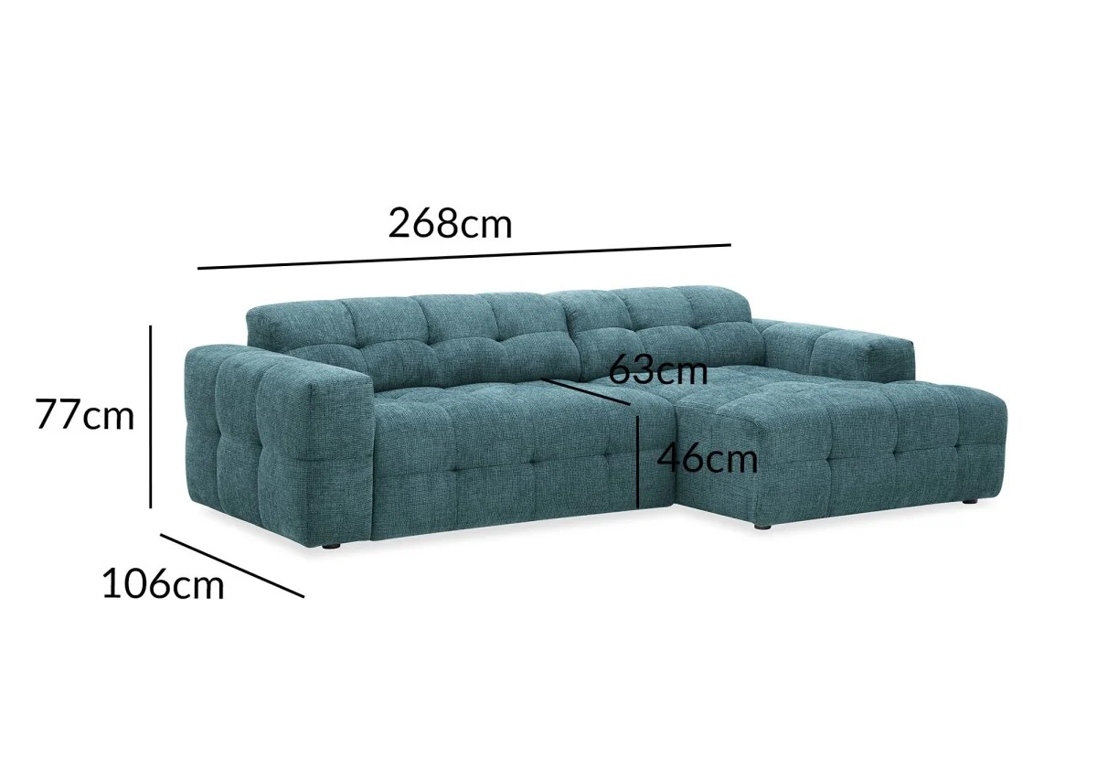 Canapé d'angle relax en velours texturé bleu FEDORA - Angle droit - Image 12