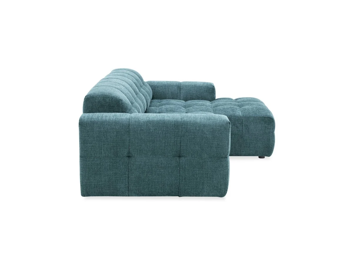 Canapé d'angle relax en velours texturé bleu FEDORA - Angle droit - Image 6